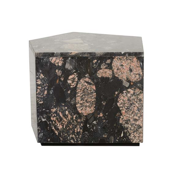 Rufus Block Asymmetrical Marble Side Table — GlobeWest Outlet