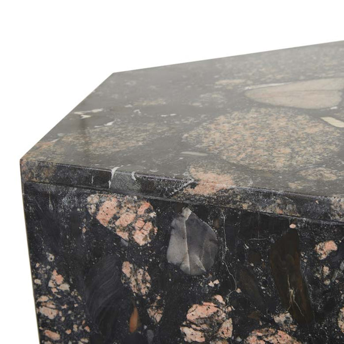 Buy Rufus Block Asymmetrical Marble Side Table - Zebra Marble